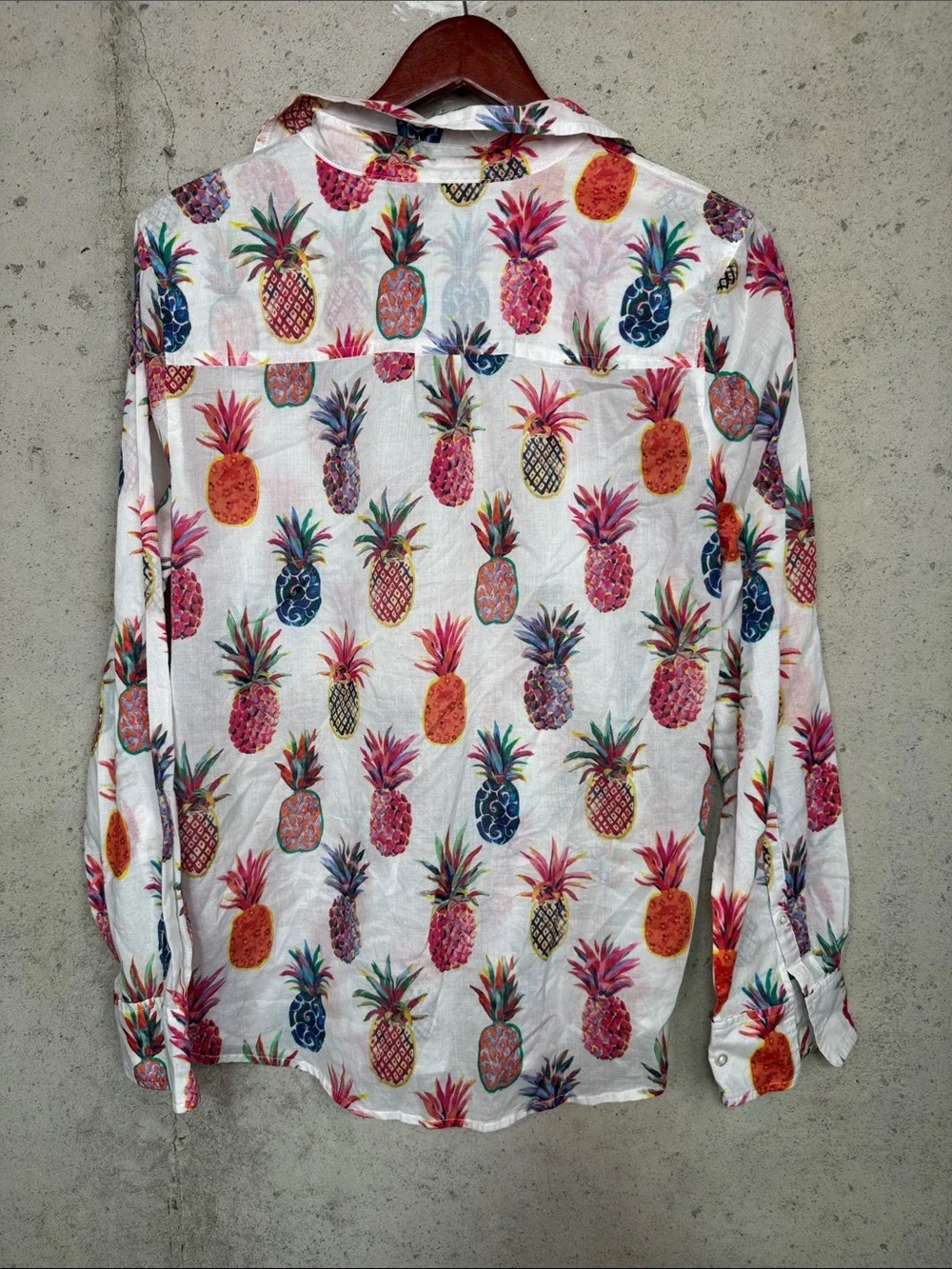 J. Crew White Button-Front Shirt with Multicolor Pineapple Print 14